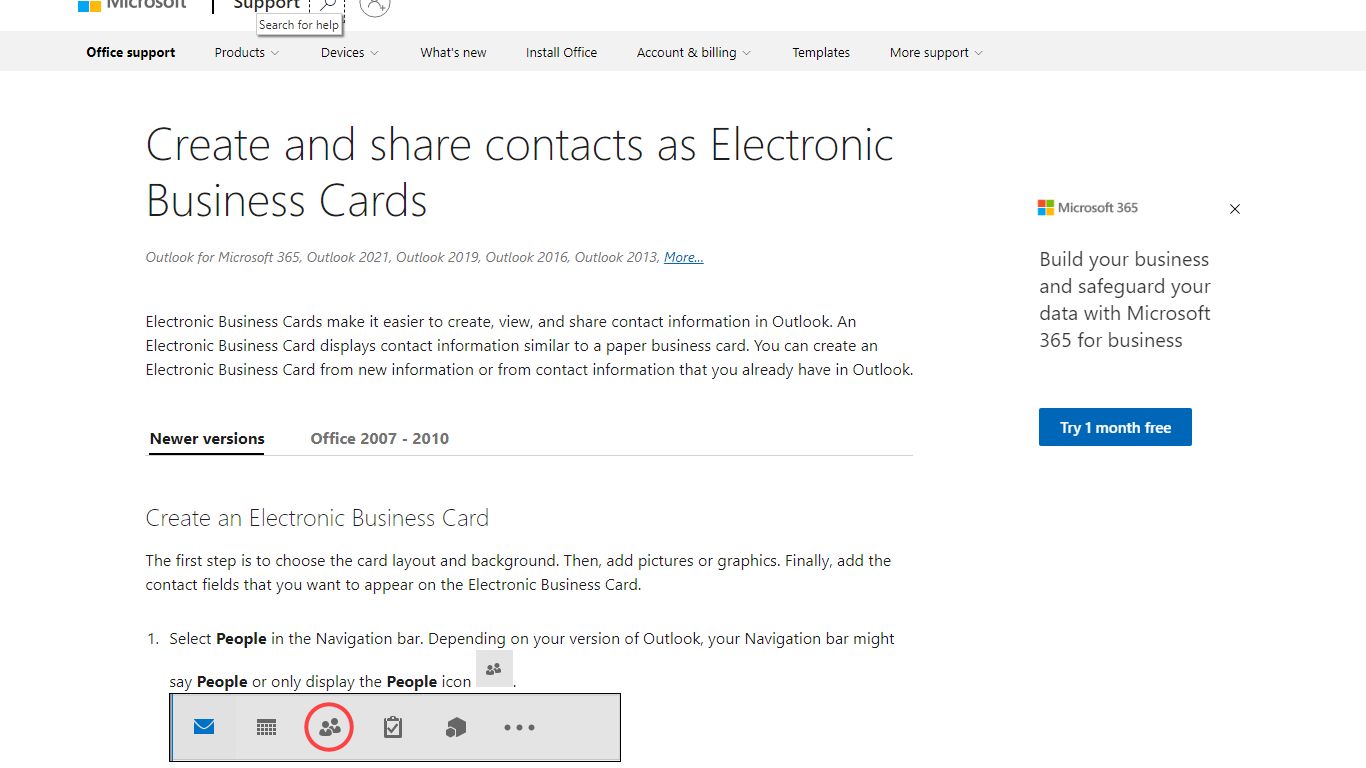 Create and share contacts as Electronic Business Cards