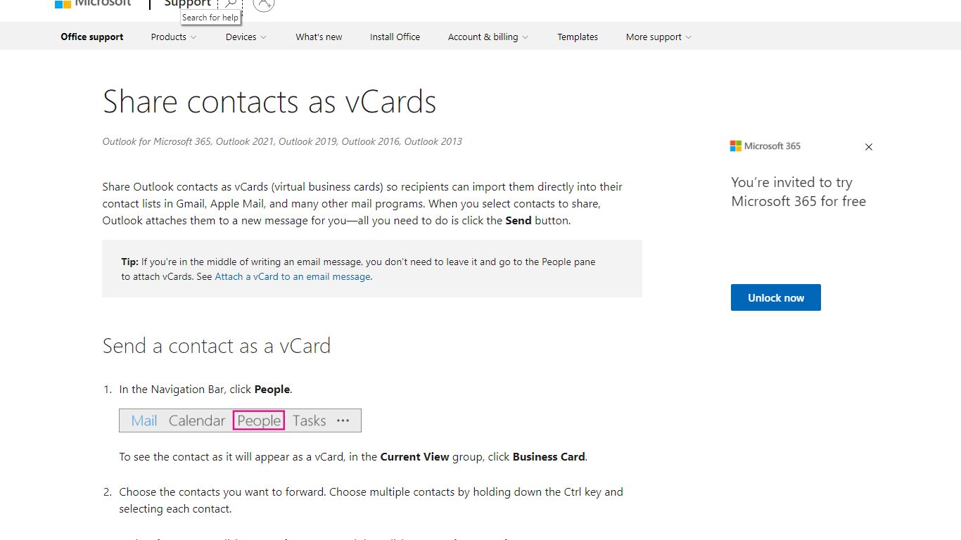 Share contacts as vCards - support.microsoft.com